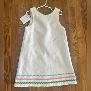 bella bliss White Dress with Pink and Green Trim